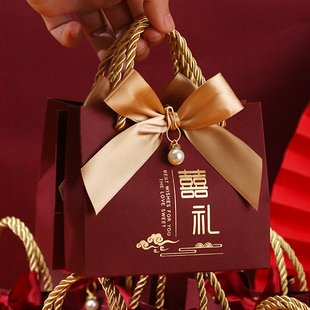 糖盒结婚喜糖盒婚礼手提糖果袋礼盒订婚喜糖袋子包装 盒空盒子纸盒