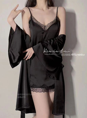 RESISTU 姐姐的怜爱 蕾丝性感拼接吊带睡裙袍 夏季纯欲私房睡衣女