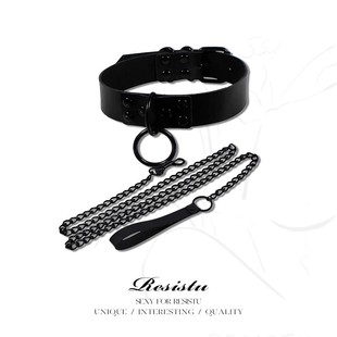 resistu 颈套真皮颈圈项圈链条皮革脖套配件