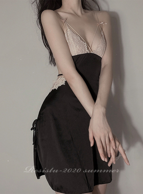 RESISTU 梦中情人 私房法式蕾丝美背绑带春夏吊带睡裙睡衣女性感
