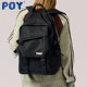 POY®潮牌黑色背包女初中高中生书包轻便电脑包旅行大容量男双肩包