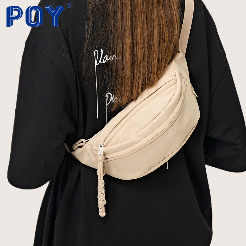 POY【夏季新款】ins潮牌胸包女简约斜挎包日系单肩包通勤逛街腰包