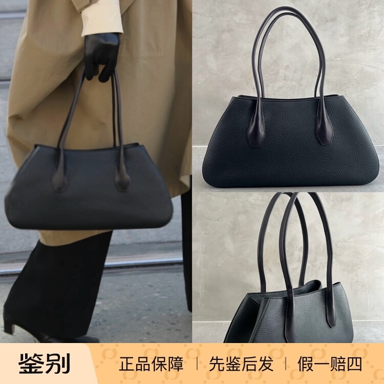 TheRow黑色荔枝纹alger单肩包