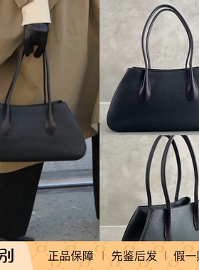 在途 The Row 新款黑色荔枝纹牛皮alger单肩包手提包hobo老钱极简