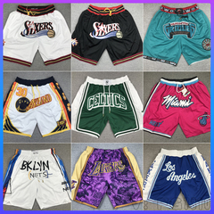 Just Don湖人队篮球裤热火公牛魔术76人勇士运动美式复古刺绣短裤