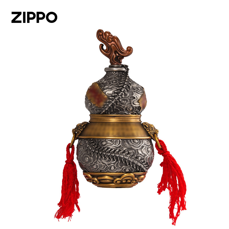 zippo打火机 窄机套壳古银葫芦正版煤油防风个性创意收藏礼物