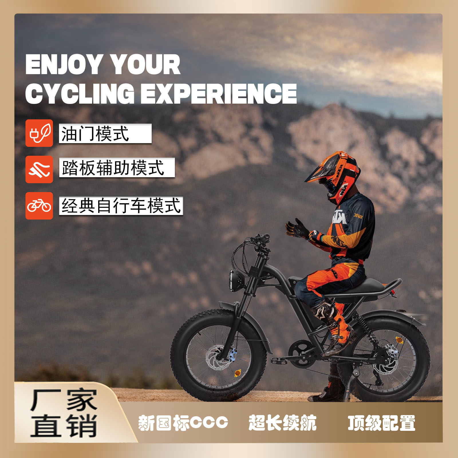 电动自行车雪地宽胎助力复古变速自平衡电动车整车