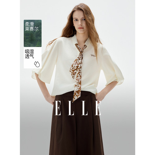 ELLE学院风复古领带设计感衬衫