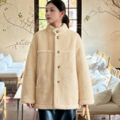 新款 ELLE法式 复古麂皮绒毛绒短外套女2025冬季 仿皮草宽松通勤上衣