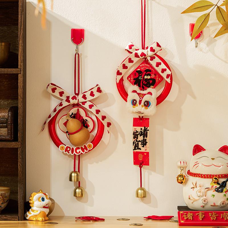 新年装饰品挂件2025年新款蛇年花环入户门挂饰背景墙客厅春节布置