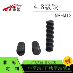 发黑一字槽平端紧定螺钉GB73无头机米顶丝止付螺丝M1.6M2M3M10M12
