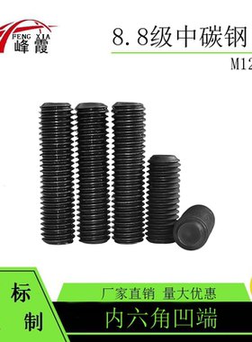 8.8级凹端紧定M4-M16螺钉内六角螺丝凹脑机米无头螺丝 国标GB80