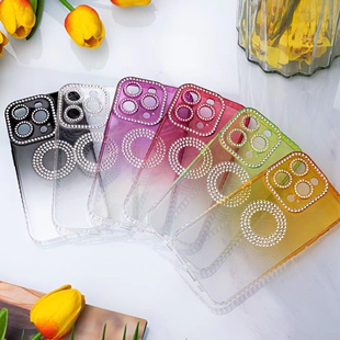 适用苹果14pro max 13pro镶钻手机壳12pro 11 14pro砖石软壳12pro 13渐变款保护套