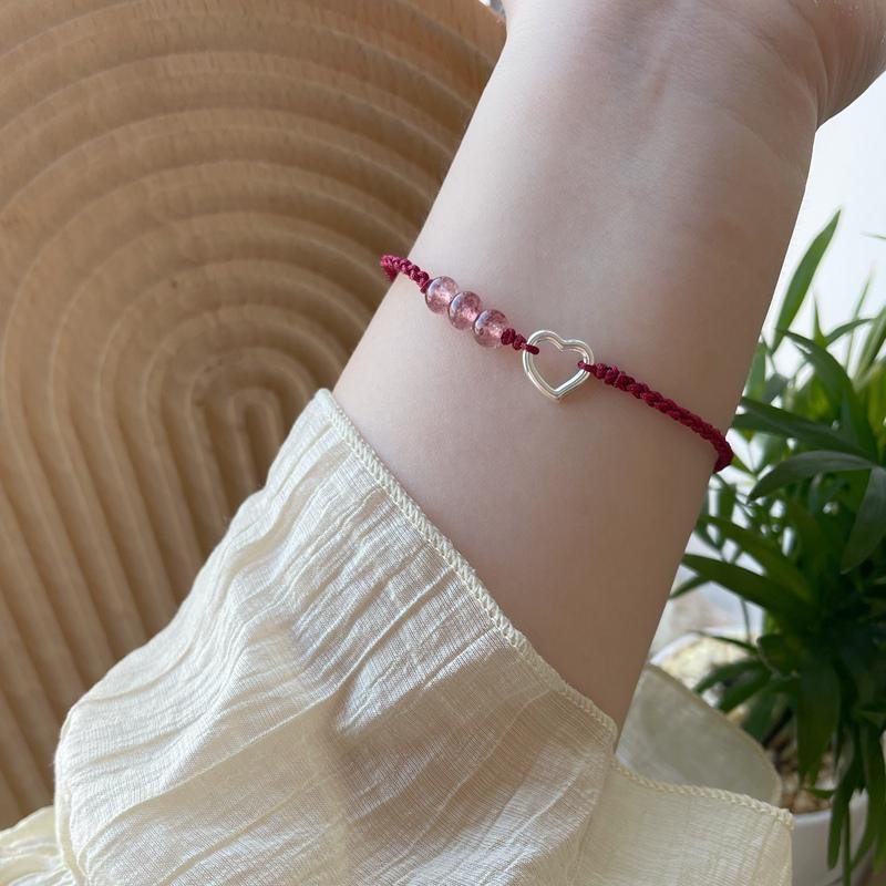 草莓晶爱心手链猫眼石女情侣款一对手工编织学生闺蜜款手绳手链,饰品/流行首饰/时尚饰品新,银饰手链,淘宝优惠券,粉丝福利购,淘宝优惠卷