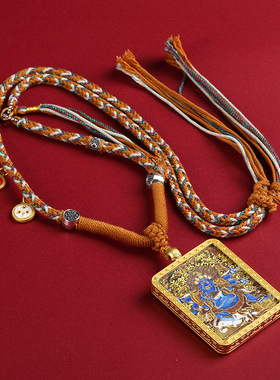 五爷唐卡吊坠描金大黑天