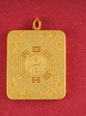 金色祥云道家唐卡盒三清