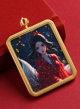 唐卡彩金九尾狐描画仙狐