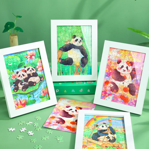 熊猫拼图礼盒带相框摆件1