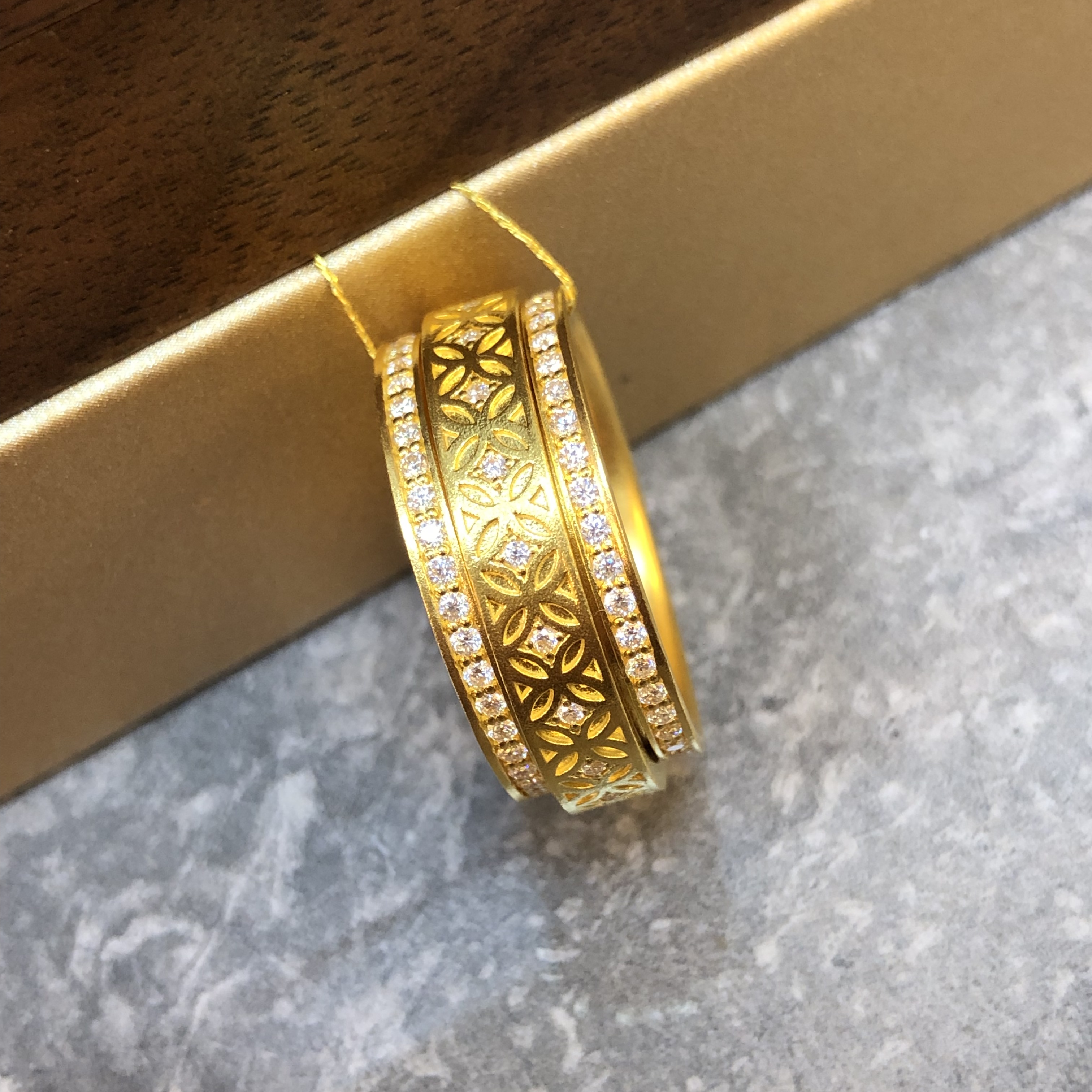 黄金足金999古法时来运转戒指