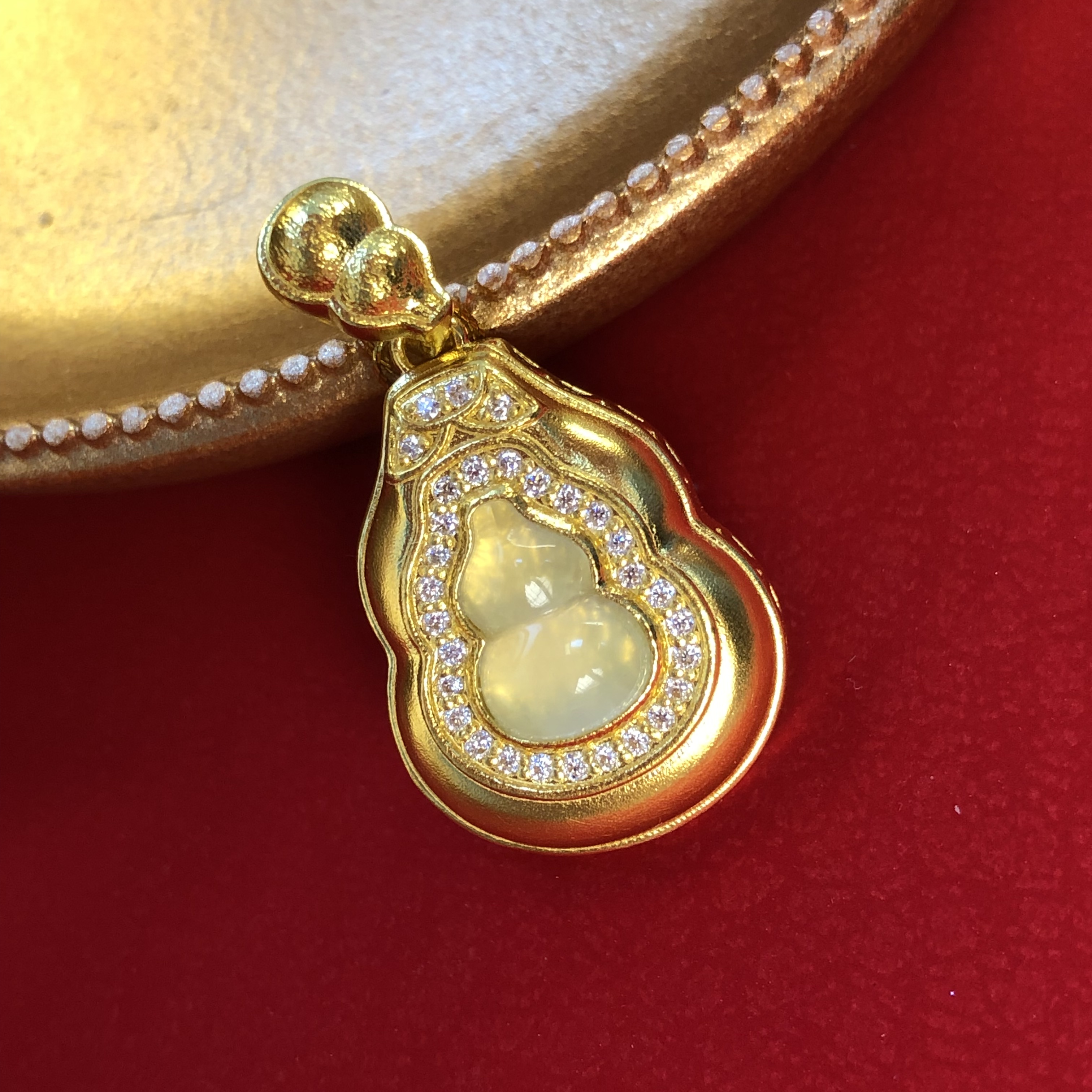黄金999足金福禄金镶葫芦吊坠