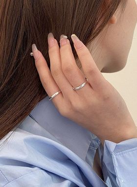 简约小巧纯银设计百搭女圆环时尚