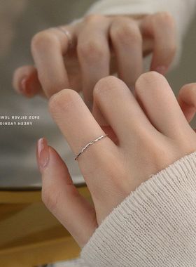 极s925细纯银韩版麻花指环百搭