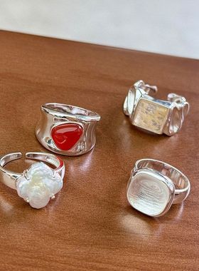 气质高端戒指女s925轻奢银饰宝石