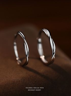 指环交织小众莫比999百搭对戒手饰极简情侣戒指s纯银爱意乌斯足银