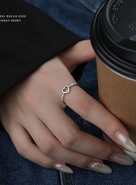 排钻ins戒指镂空戒爱心清新女