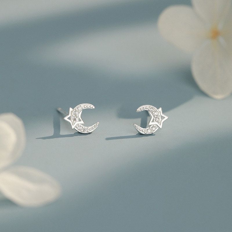 月亮气质耳饰轻奢星星小巧耳钉