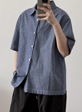须边下摆cleanfit格子衬衫52054 夏季纯棉短袖设计感CCD自由商店