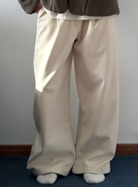 「廓形优雅」宽松加绒斜纹裤54477 韩系秋冬百搭西裤CCD自由商店