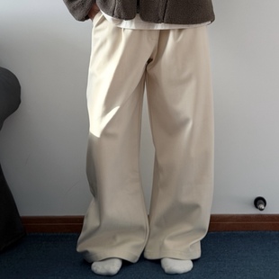 「廓形优雅」宽松加绒斜纹裤54477 韩系秋冬百搭西裤CCD自由商店