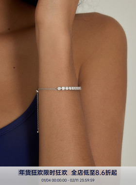 PAUSA ANN s925 3mm莫桑钻网球满钻抽绳链经典时髦手链