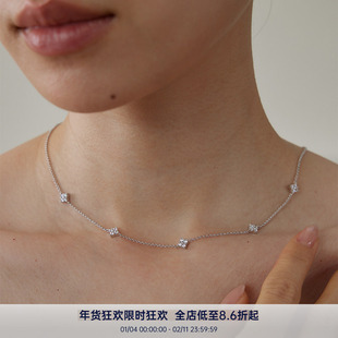 PAUSA ANNs925 bahati系列轻奢幸运四叶草高火彩锆石精致五花项链