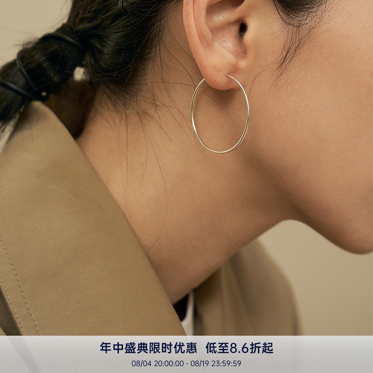 PAUSA ANN s925 经典极简细圈空气感多尺寸耳圈 - 实物图