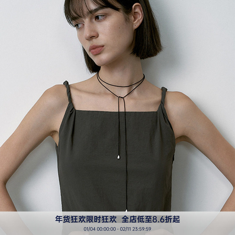 PAUSA ANN s925 简约拉丝水滴吊坠多种佩戴中长黑绳项链,饰品/流行首饰/时尚饰品新,项链,淘宝优惠券,粉丝福利购,淘宝优惠卷