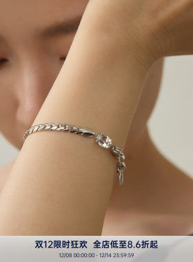 PAUSA ANN s925 克拉系列 极简时髦托帕石宽面质感百搭手链