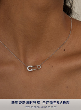 PAUSA ANN s925 极简中性感镶钻别针小众设计项链