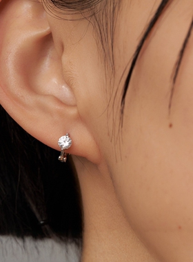 PAUSA ANN s925 法式迷你悬浮圆钻5A通勤极简耳扣耳钉