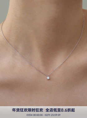 PAUSA ANN s925 极简时髦5A锆石4mm6mm单钻项链
