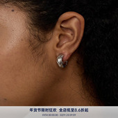 经典 PAUSA ANN 浅菱格纹宽圆弧通勤简约耳环耳钉