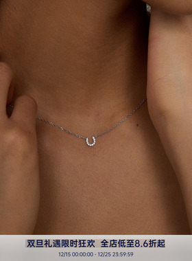 PAUSA ANN s925 精致经典迷你马蹄满钻高火彩通勤轻奢项链