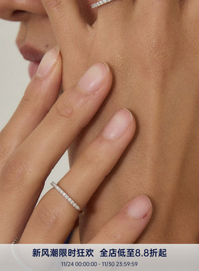 PAUSA ANN s925 莫桑钻极细经典排钻高火彩简约戒指