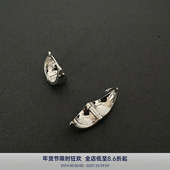 s925 PAUSA ANN 月牙半包裹简约百搭金银小耳钉