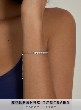 PAUSA ANN s925 3mm莫桑钻网球满钻抽绳链经典时髦手链