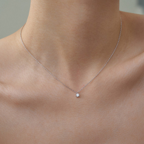 PAUSA ANN s925 极简时髦5A锆石4mm6mm单钻项链