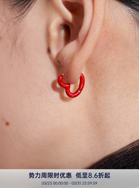 PAUSA ANN 红色滴油爱心新年氛围简约小众设计耳钉