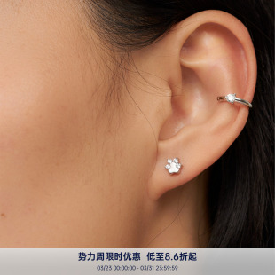 纳福系列 s925 mini精致小猫抓镶钻好运通勤简约耳钉 ANN PAUSA