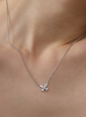 PAUSA ANN s925 高火彩满钻蝴蝶通勤轻奢锁骨链项链